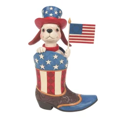 Sale Enesco Gift Boot with Dog Holding Flag Fig