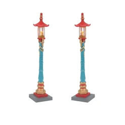 New Department 56 Chinatown Post Lamps S/2