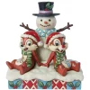 Outlet Enesco Gift Chip and Dale with Snowman