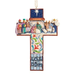 Hot Enesco Gift Cross Nativity Scene Ornament
