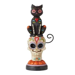 Online Enesco Gift Day of Dead Black Cat on Skull