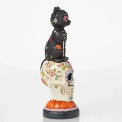 Online Enesco Gift Day of Dead Black Cat on Skull