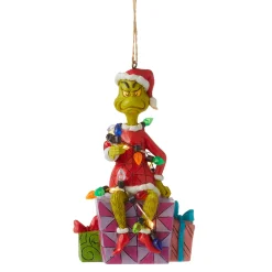 Cheap Enesco Gift Grinch on Present Ornament