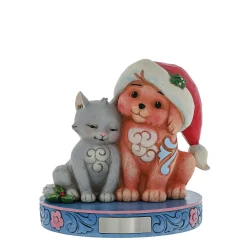 New Enesco Gift Kitten with Puppy in Santa Hat