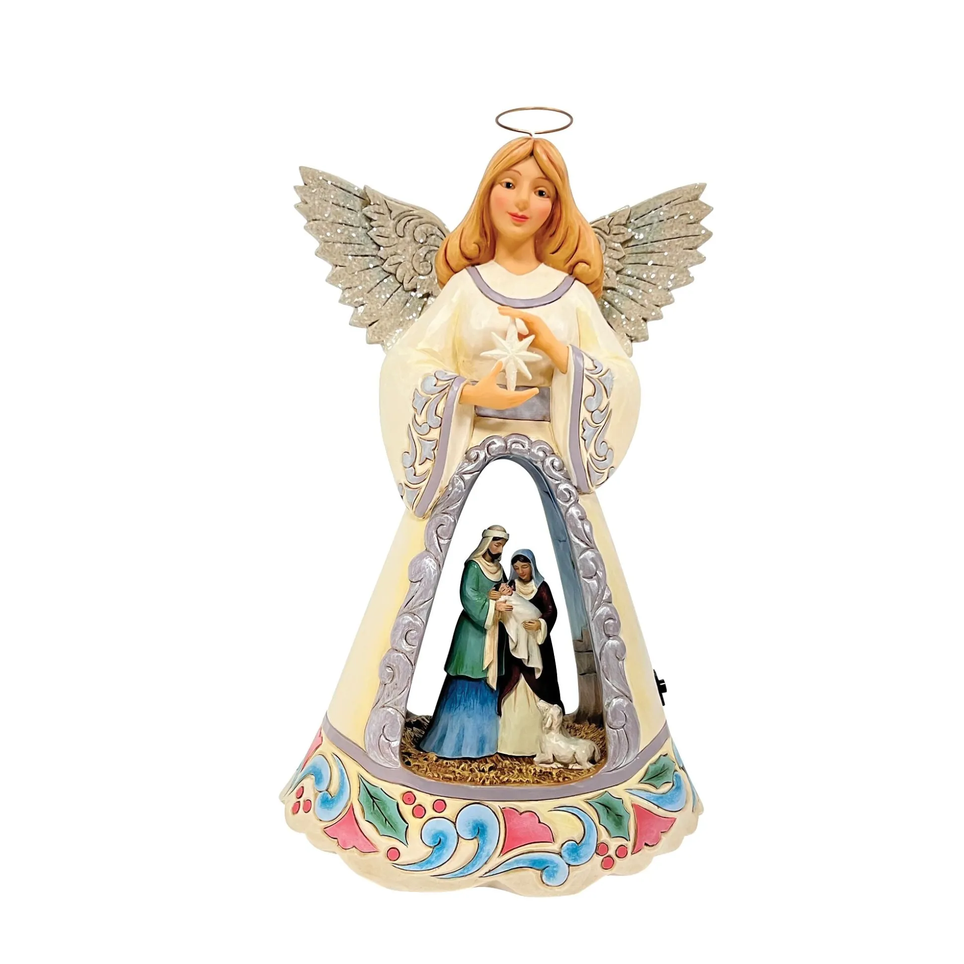 Cheap Enesco Gift Nativity Angel LED Open Scene