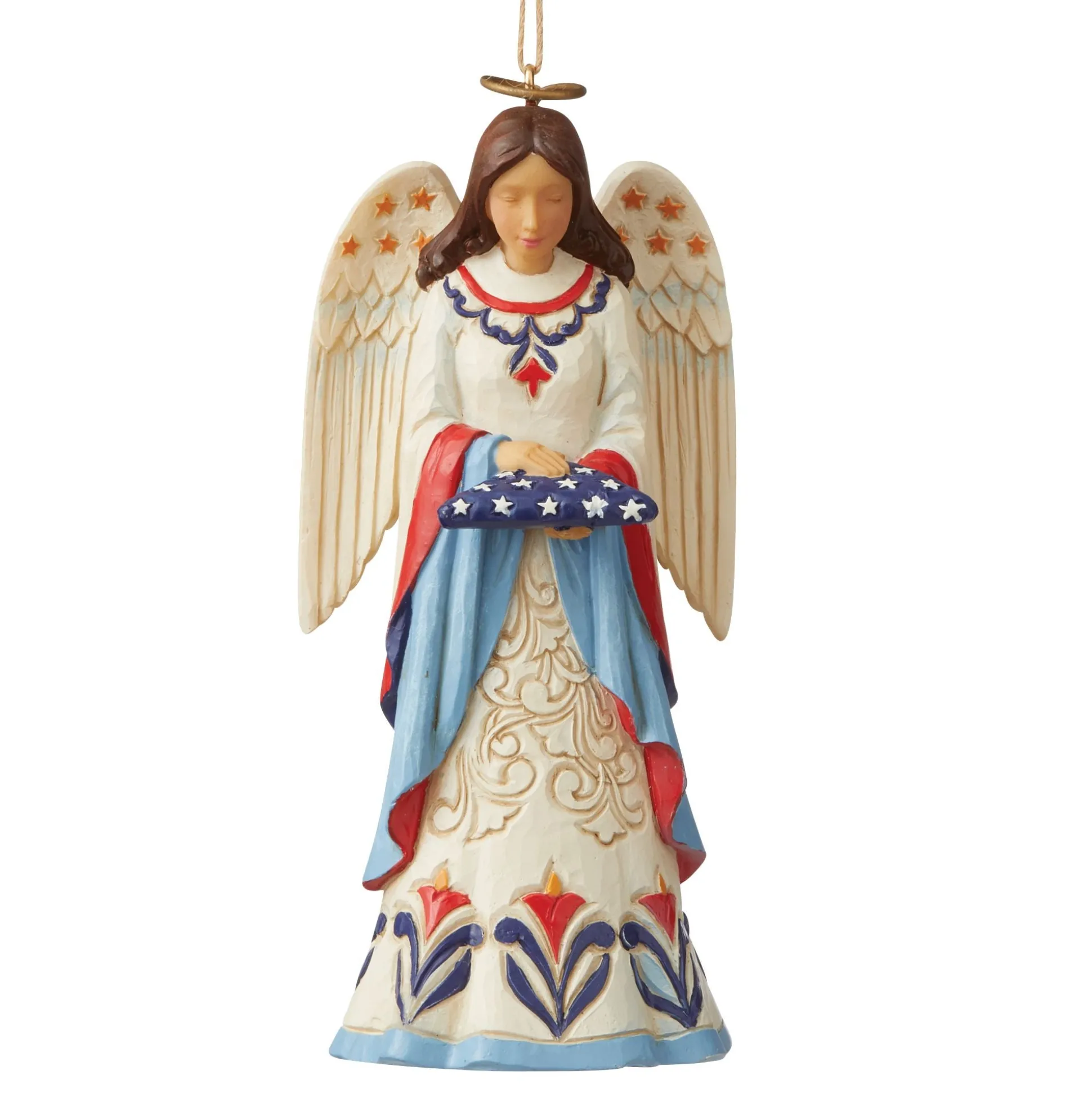 Hot Enesco Gift Patriotic Angel Folded FlagOrn
