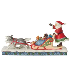 New Enesco Gift Santa Dog Sledding