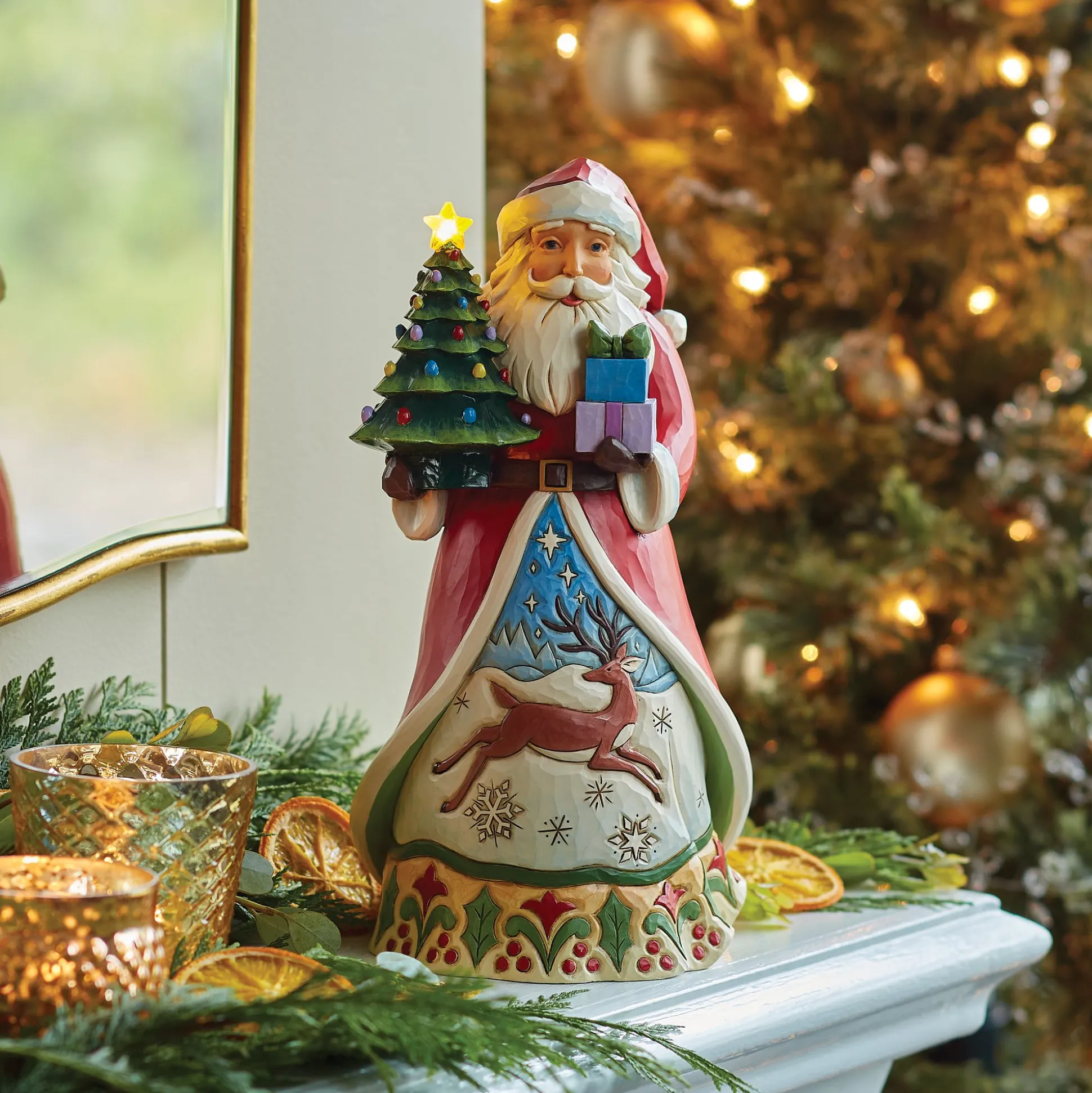 Discount Enesco Gift Santa Vintage LED Tree Fig