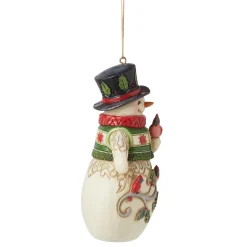 New Enesco Gift Snowman with Cardinal Orn