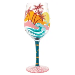 Clearance Enesco Gift Tropcial Getaway Wine Glass