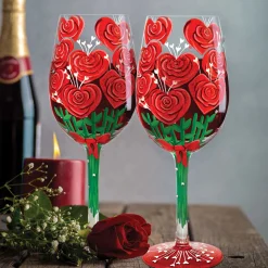 Clearance Enesco Gift Valentine'sBouquet Wine Glass