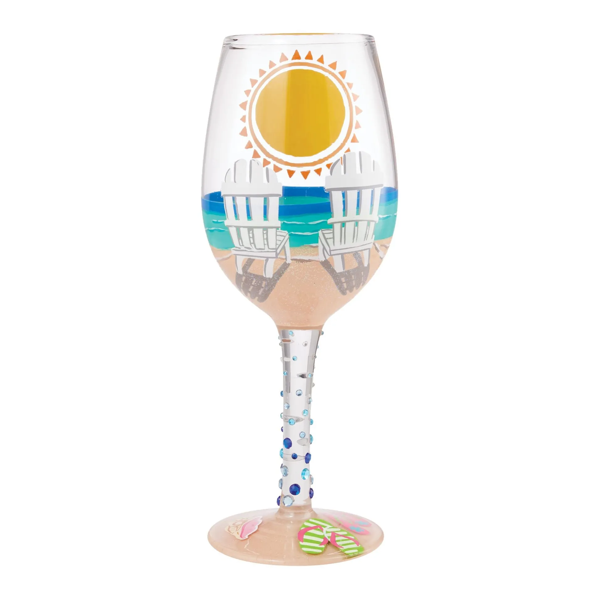 Clearance Enesco Gift Wine Glass Sun on the Beach