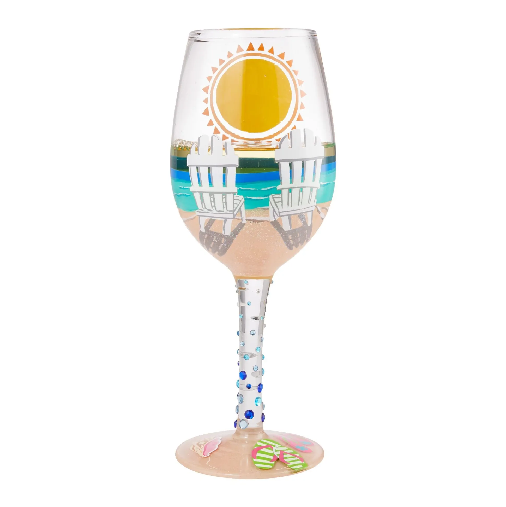 Clearance Enesco Gift Wine Glass Sun on the Beach