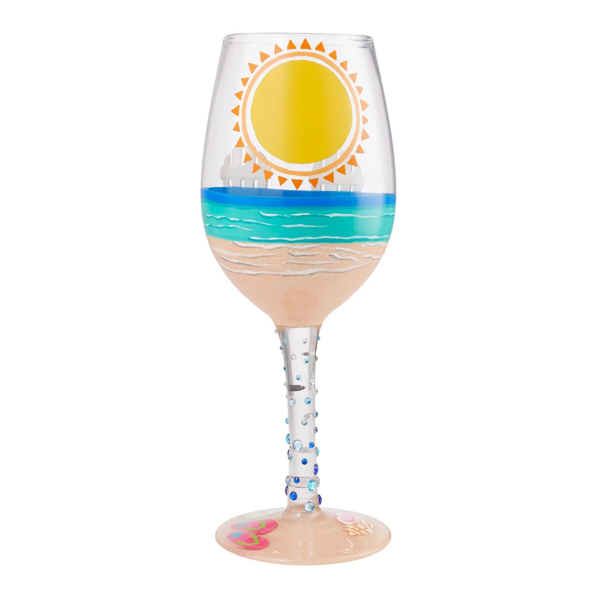 Clearance Enesco Gift Wine Glass Sun on the Beach