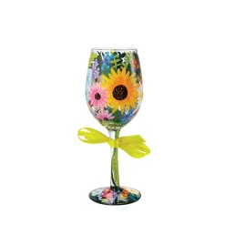 Fashion Enesco Gift WINE GLASS WILDFLOWERS
